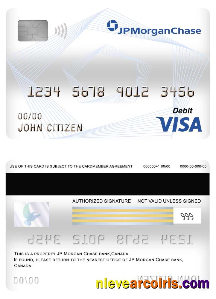 Canada JP Morgan Chase bank visa debit card